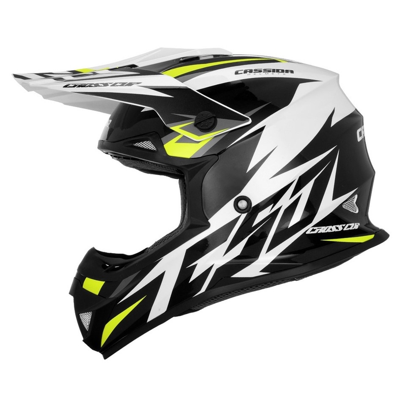 Cassida Cross Cup Two Motocross Helmet noir-blanc-gris-jaune fluo
