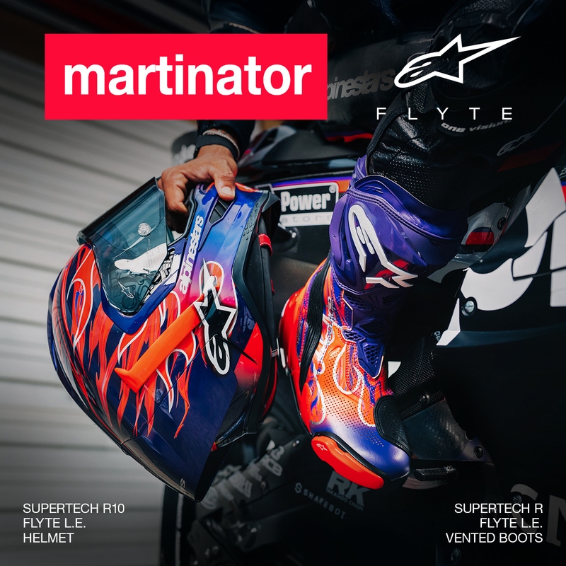 Casque intégral de moto Alpinestars Supertech R-10 Flyte édition limitée Jorge Martin violet-rouge