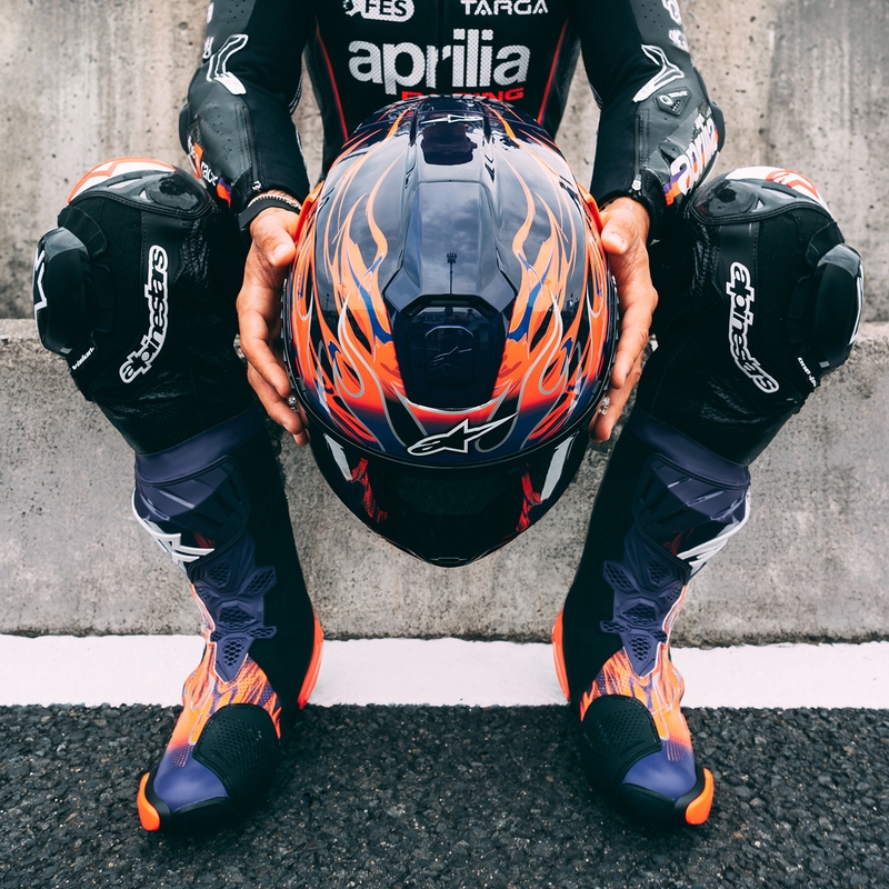 Casque intégral de moto Alpinestars Supertech R-10 Flyte édition limitée Jorge Martin violet-rouge