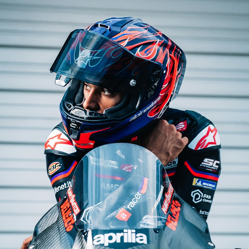 Casque intégral de moto Alpinestars Supertech R-10 Flyte édition limitée Jorge Martin violet-rouge
