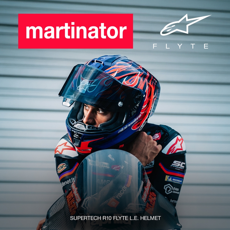 Casque intégral de moto Alpinestars Supertech R-10 Flyte édition limitée Jorge Martin violet-rouge