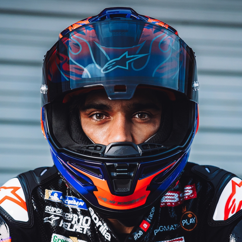 Casque intégral de moto Alpinestars Supertech R-10 Flyte édition limitée Jorge Martin violet-rouge