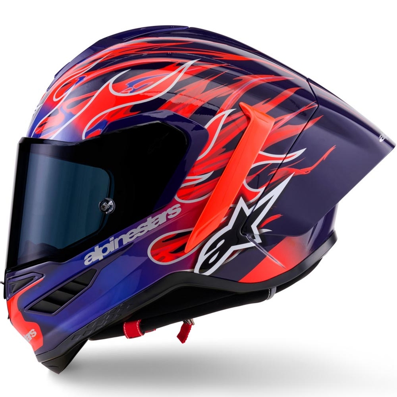 Casque intégral de moto Alpinestars Supertech R-10 Flyte édition limitée Jorge Martin violet-rouge