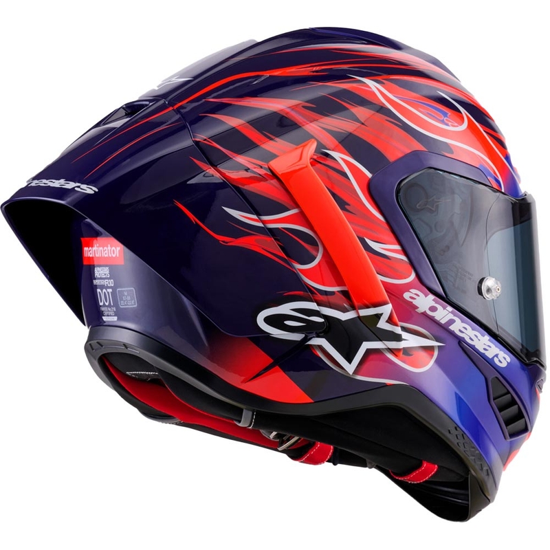 Casque intégral de moto Alpinestars Supertech R-10 Flyte édition limitée Jorge Martin violet-rouge