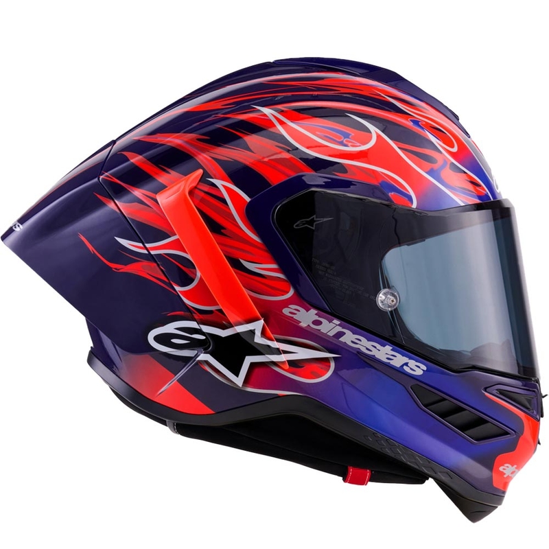 Casque intégral de moto Alpinestars Supertech R-10 Flyte édition limitée Jorge Martin violet-rouge