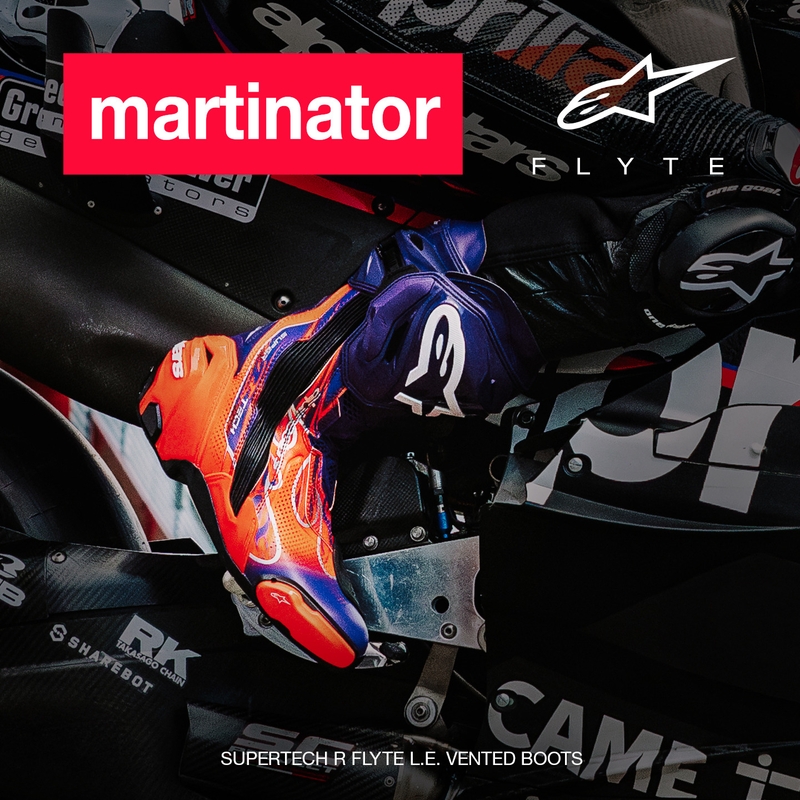 Bottes de moto Alpinestars Supertech R Vented Flyte édition limitée Jorge Martin violet-rouge-noir