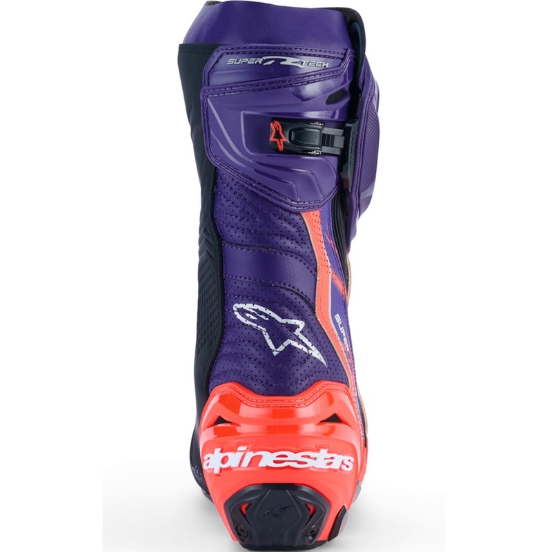 Bottes de moto Alpinestars Supertech R Vented Flyte édition limitée Jorge Martin violet-rouge-noir