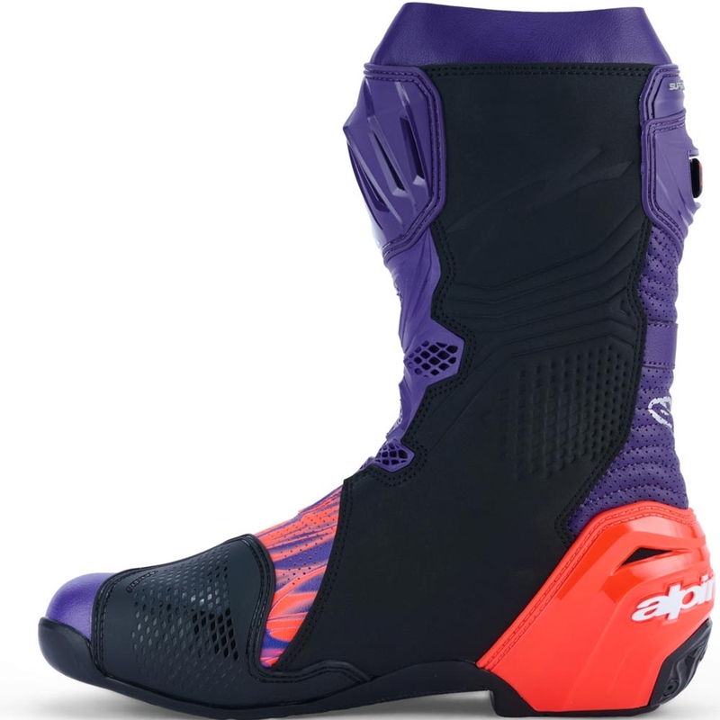 Bottes de moto Alpinestars Supertech R Vented Flyte édition limitée Jorge Martin violet-rouge-noir