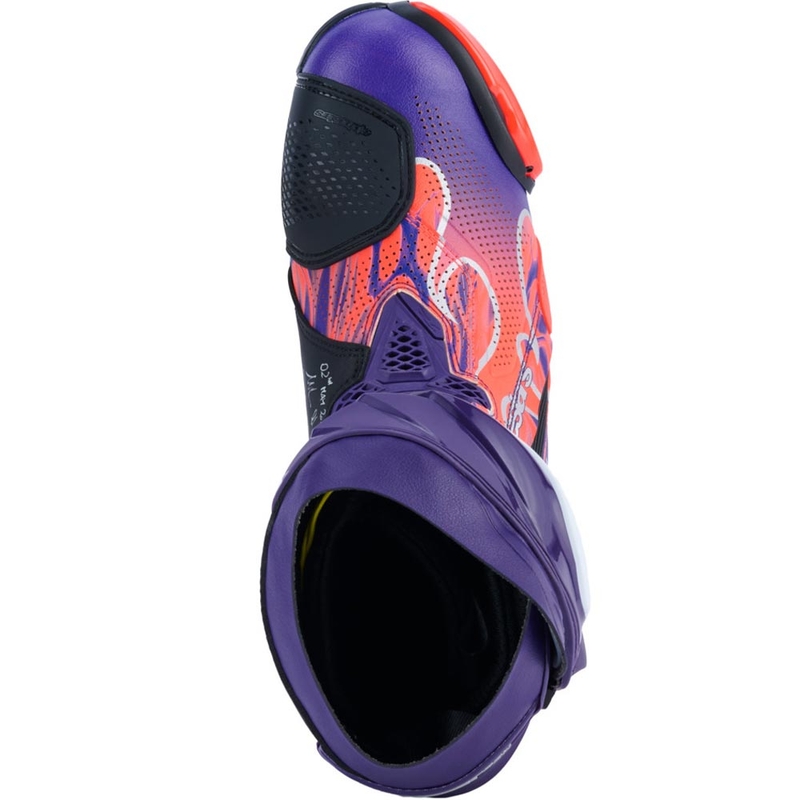 Bottes de moto Alpinestars Supertech R Vented Flyte édition limitée Jorge Martin violet-rouge-noir