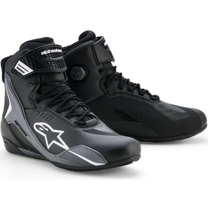 Bottes de moto Alpinestars Faster-4 Drystar noir-gris foncé-blanc