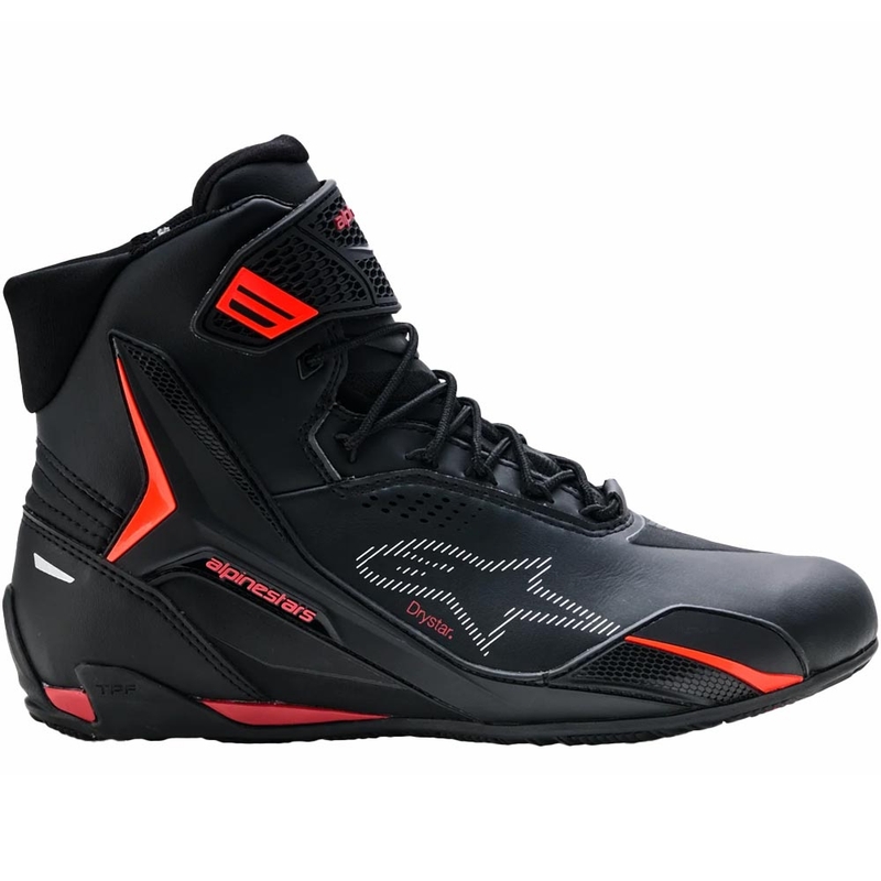 Bottes de moto Alpinestars Faster-4 Drystar noires et rouges fluo
