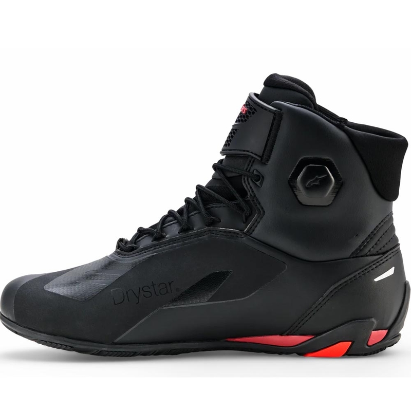 Bottes de moto Alpinestars Faster-4 Drystar noires et rouges fluo