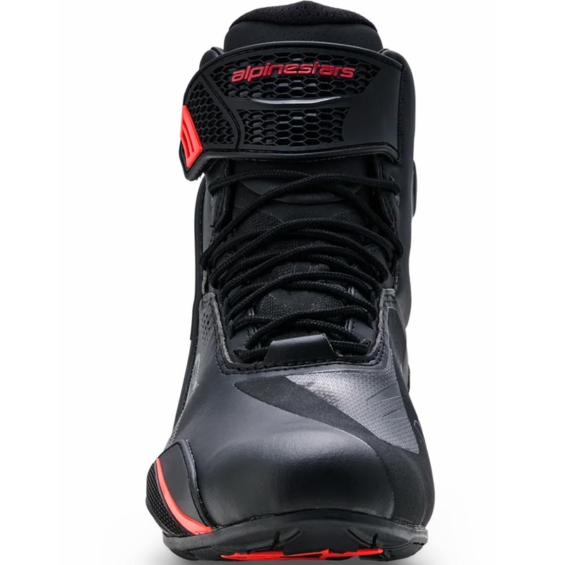Bottes de moto Alpinestars Faster-4 Drystar noires et rouges fluo