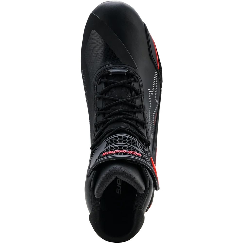 Bottes de moto Alpinestars Faster-4 Drystar noires et rouges fluo