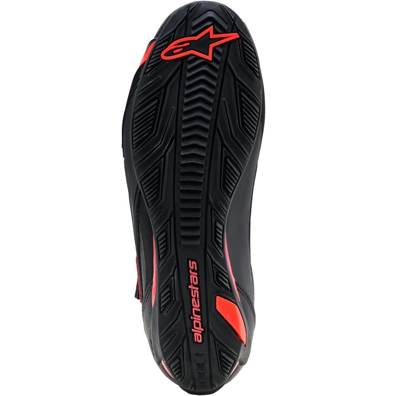 Bottes de moto Alpinestars Faster-4 Drystar noires et rouges fluo