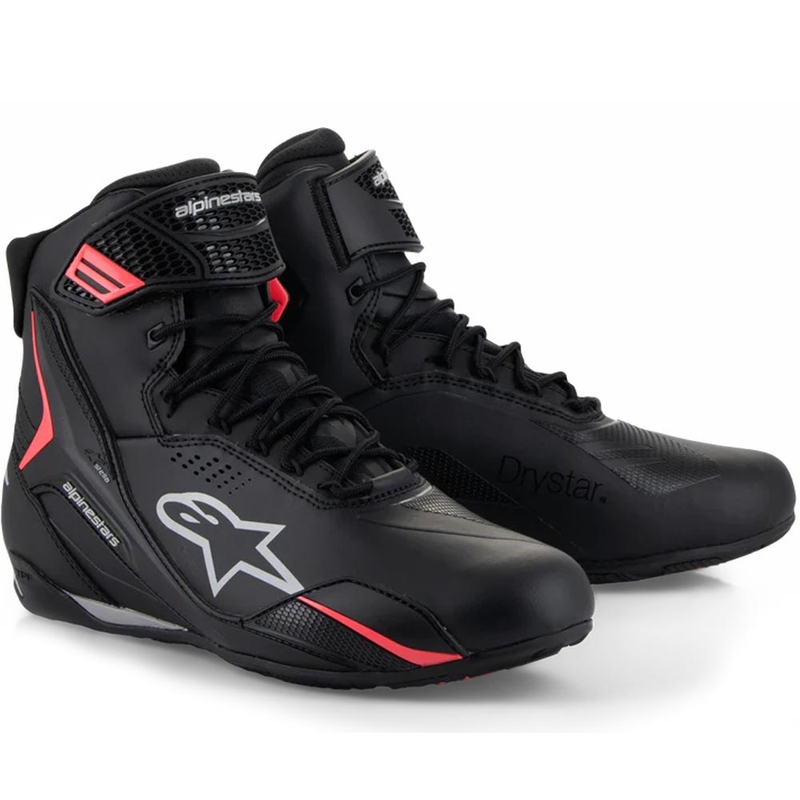 Bottes de moto Alpinestars Stella Faster-4 Drystar pour femmes, noir-gris-rouge