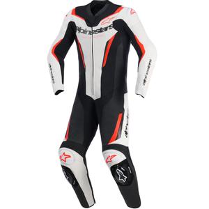 Combinaison Alpinestars GP Force V2 deux pièces en cuir noir-blanc-rouge fluo