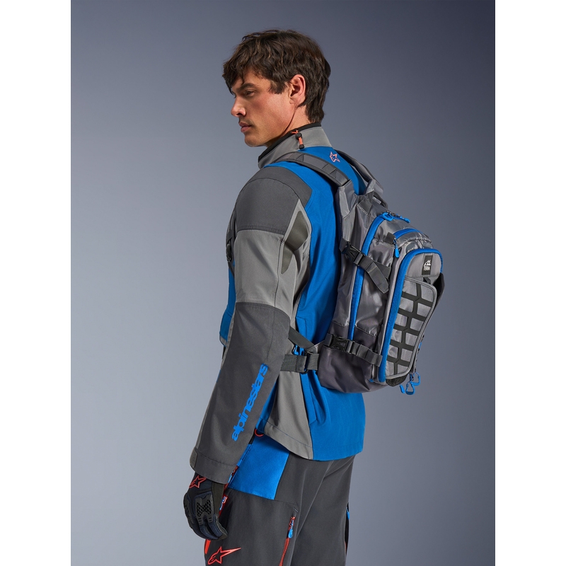 Sac à dos moto Alpinestars AT-15 gris foncé-gris-bleu 15 l