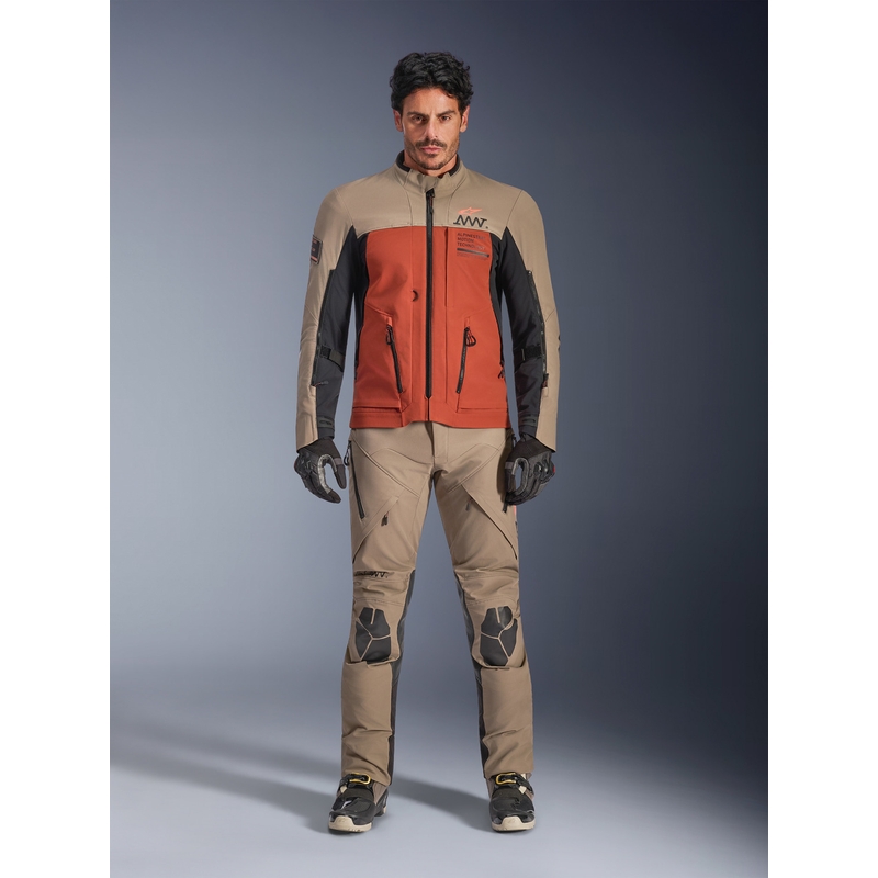Blouson de moto Alpinestars AMT-8 Stretch Drystar XF marron-orange-noir
