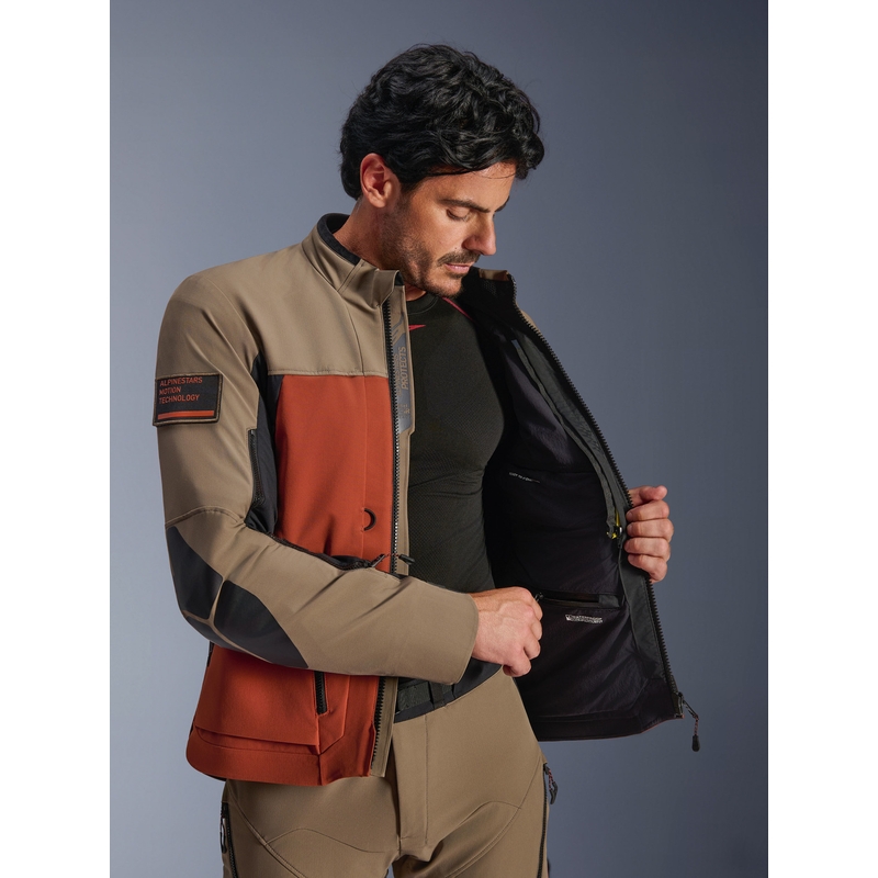 Blouson de moto Alpinestars AMT-8 Stretch Drystar XF marron-orange-noir