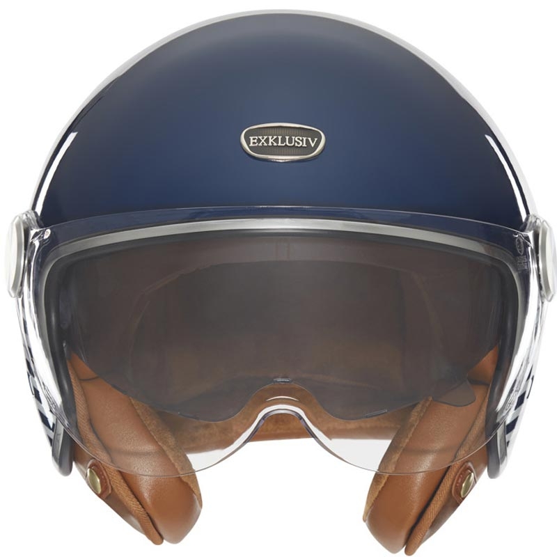 Casque de moto jet NOX Exklusiv Smart 2 Marina bleu et blanc