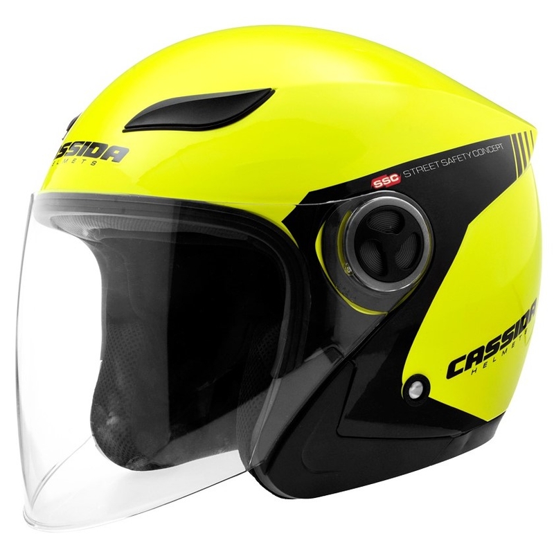 Cassida Reflex Casque moto ouvert de sécurité noir-jaune fluo