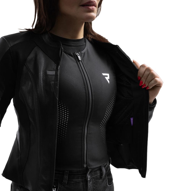 Blouson de moto en cuir pour femme Rebelhorn Diva ST noir