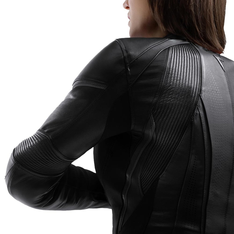 Blouson de moto en cuir pour femme Rebelhorn Diva ST noir