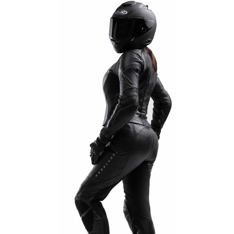 Blouson de moto en cuir pour femme Rebelhorn Diva ST noir