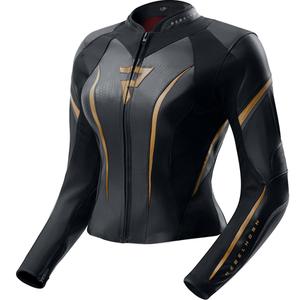 Blouson de moto en cuir pour femme Rebelhorn Diva ST noir et or
