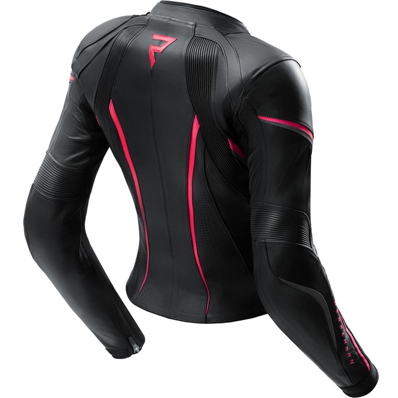 Veste de moto en cuir pour femme Rebelhorn Diva ST noir et rose