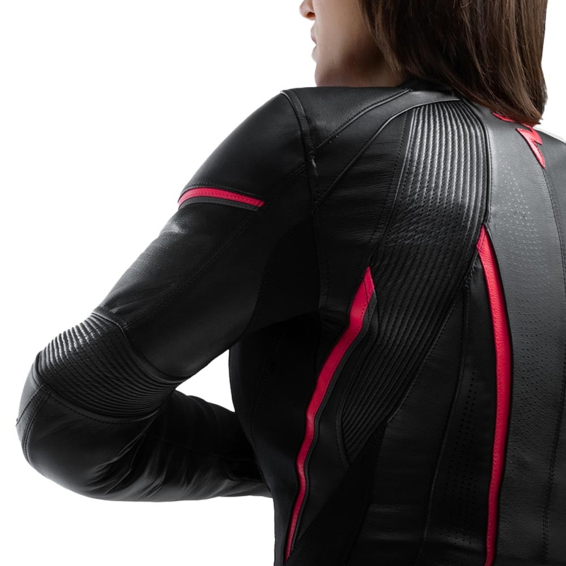 Veste de moto en cuir pour femme Rebelhorn Diva ST noir et rose