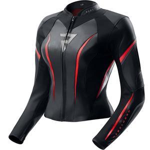 Blouson de moto en cuir pour femme Rebelhorn Diva ST noir-rouge-blanc