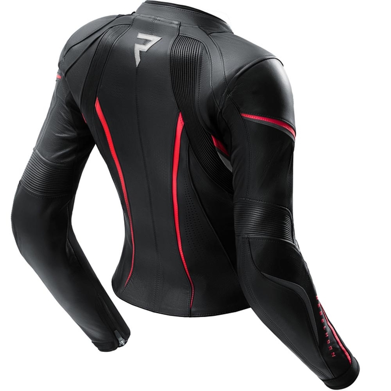 Blouson de moto en cuir pour femme Rebelhorn Diva ST noir-rouge-blanc