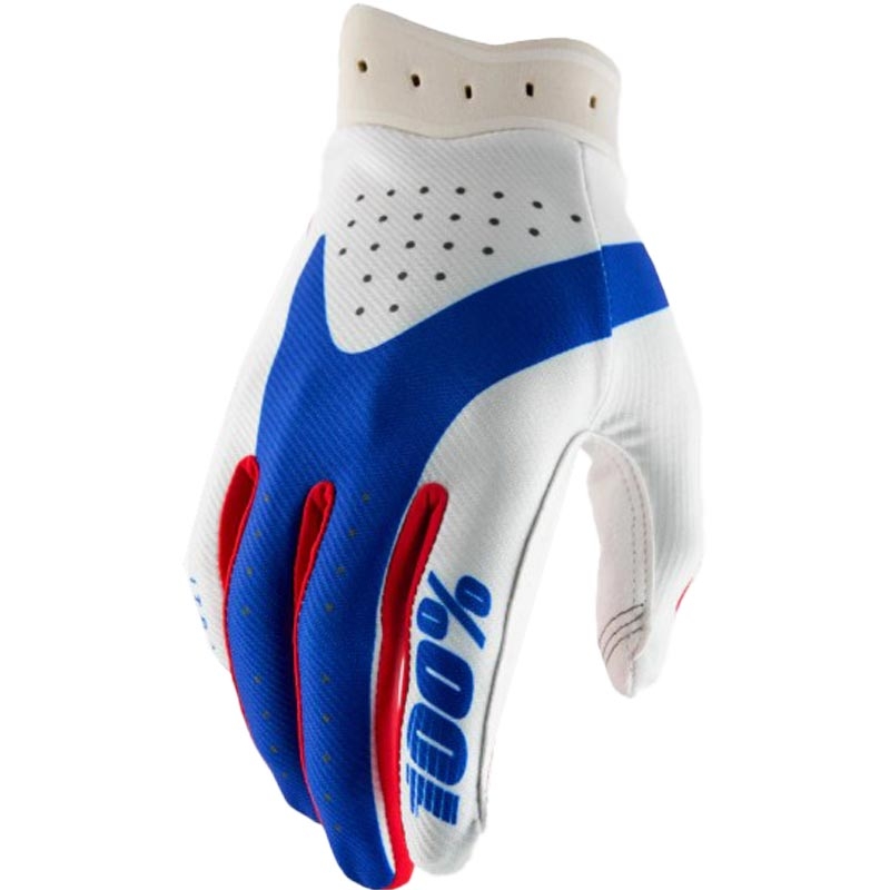 Gants de motocross 100% iTrack rouge-blanc-bleu