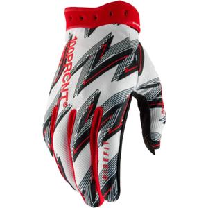 Gants de motocross 100% Ridefit blancs et rouges