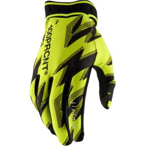 Gants de motocross 100% Ridefit jaune fluo et noir