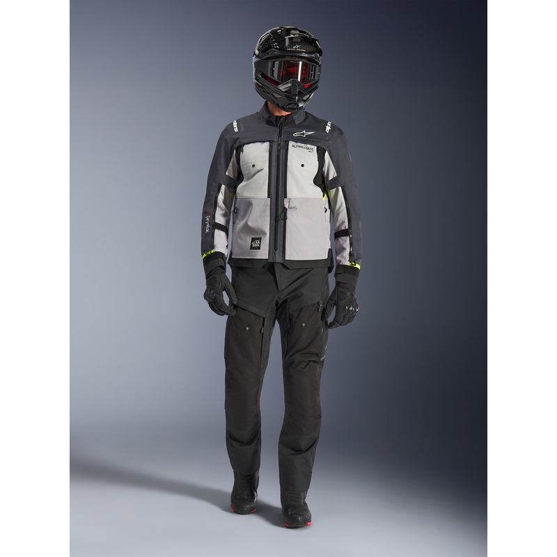 Blouson de moto Alpinestars Cusco Drystar gris clair-bleu clair-bleu foncé