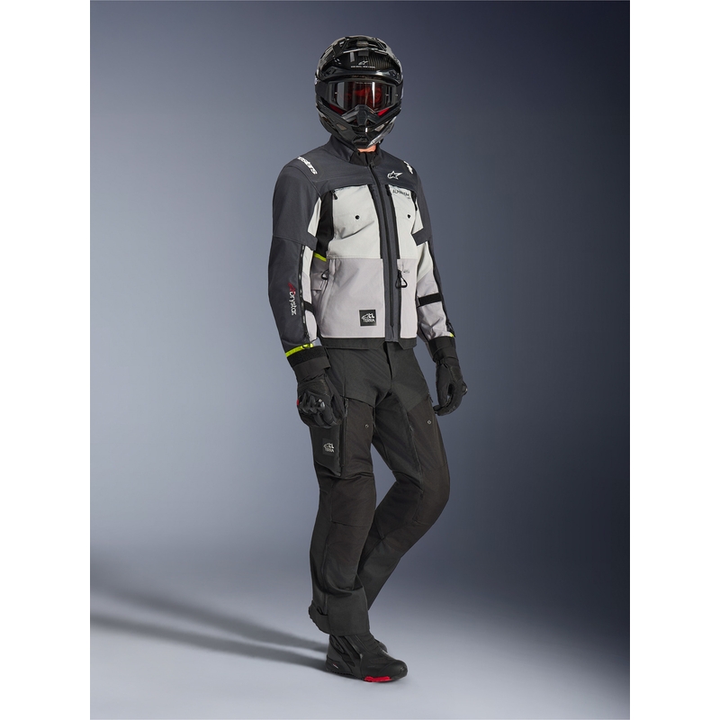 Blouson de moto Alpinestars Cusco Drystar gris clair-bleu clair-bleu foncé