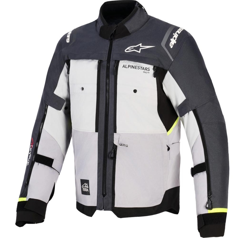 Blouson de moto Alpinestars Cusco Drystar gris clair-bleu clair-bleu foncé