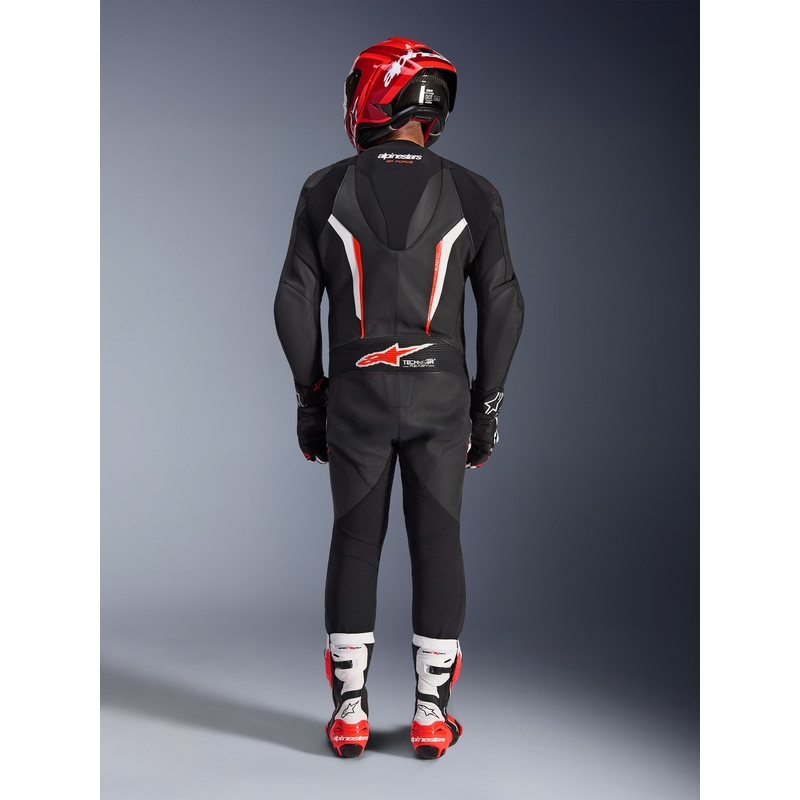 Combinaison de moto Alpinestars GP FORCE V2 une pièce noir-blanc-rouge fluo
