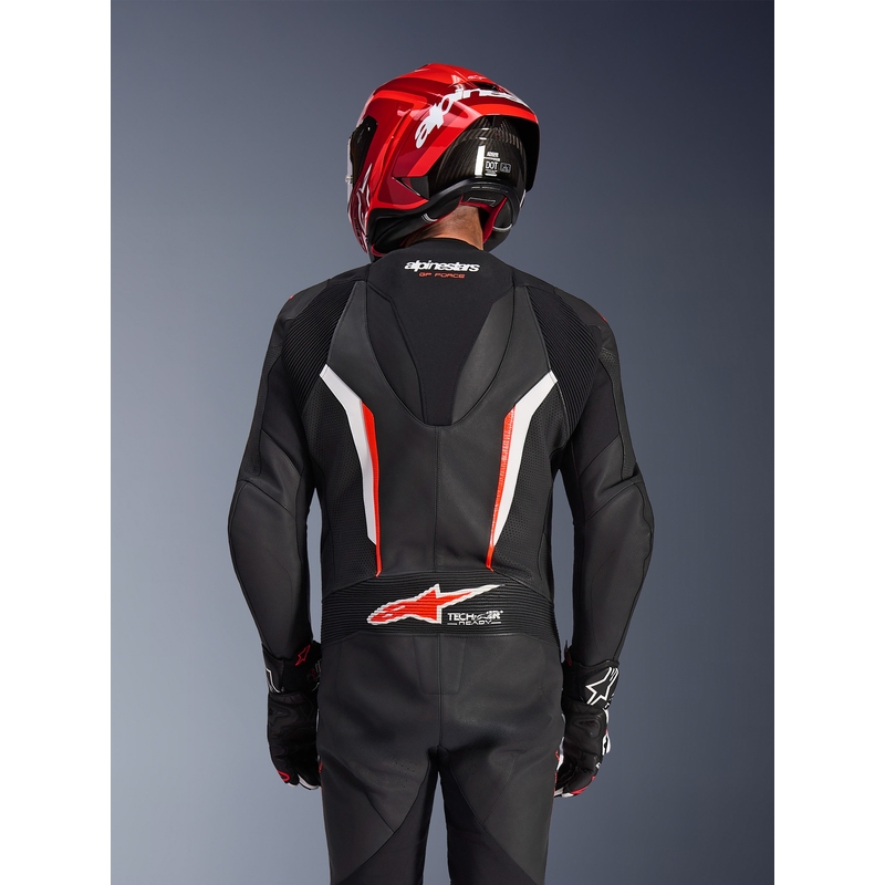 Combinaison de moto Alpinestars GP FORCE V2 une pièce noir-blanc-rouge fluo