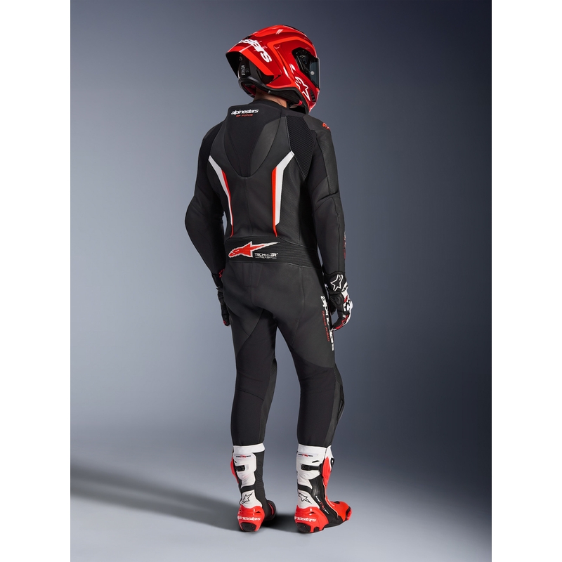 Combinaison de moto Alpinestars GP FORCE V2 une pièce noir-blanc-rouge fluo