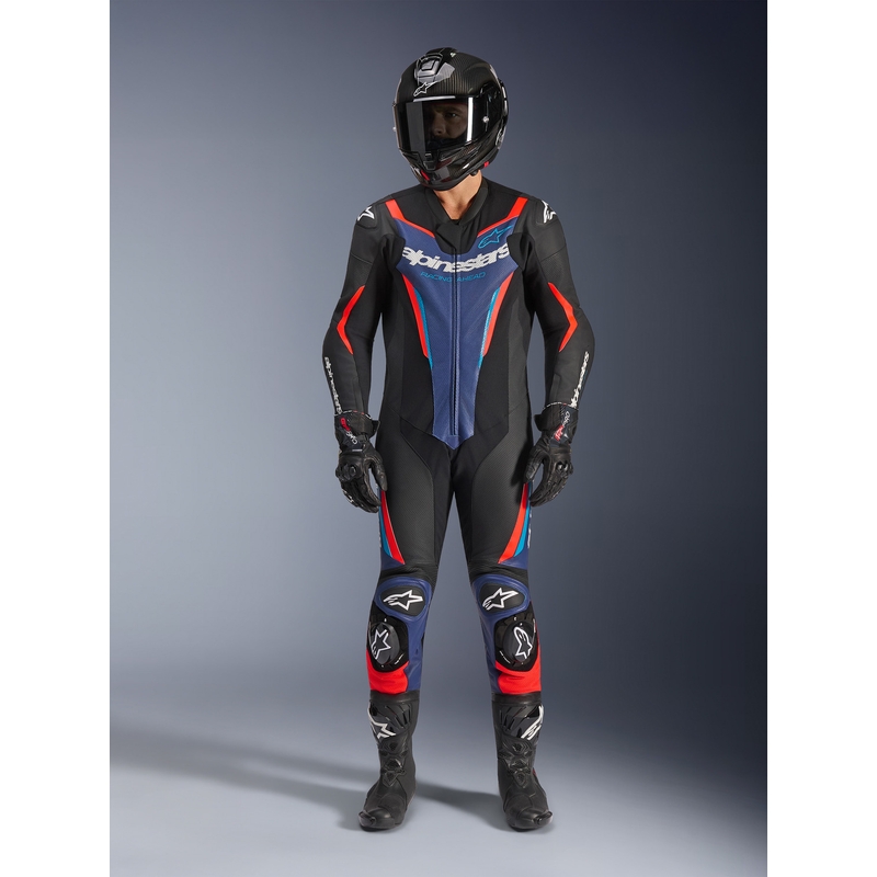 Combinaison de moto Alpinestars GP FORCE V2 une pièce noir-bleu-rouge fluo-