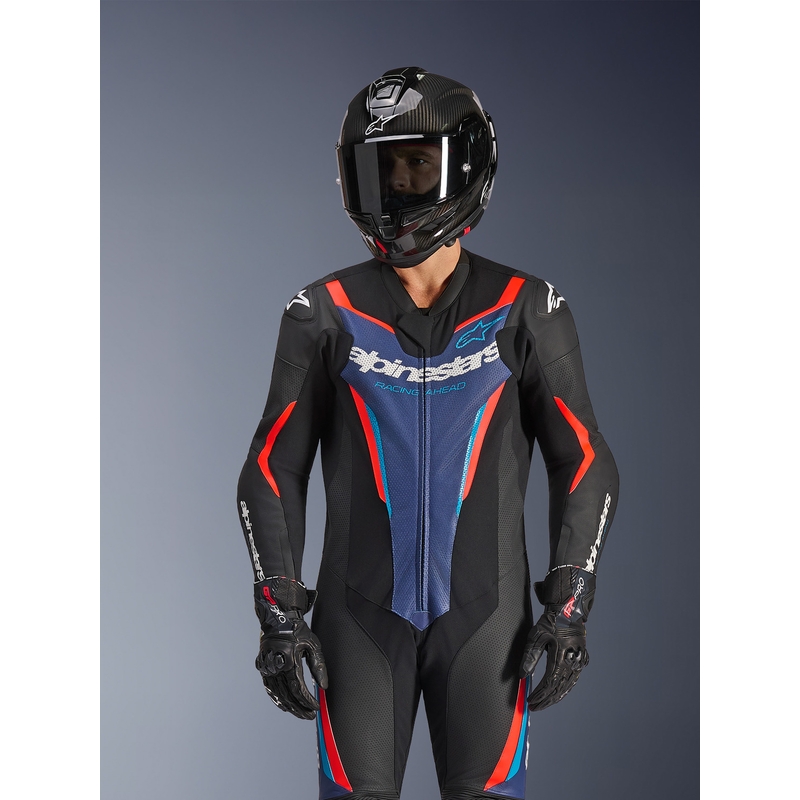 Combinaison de moto Alpinestars GP FORCE V2 une pièce noir-bleu-rouge fluo-
