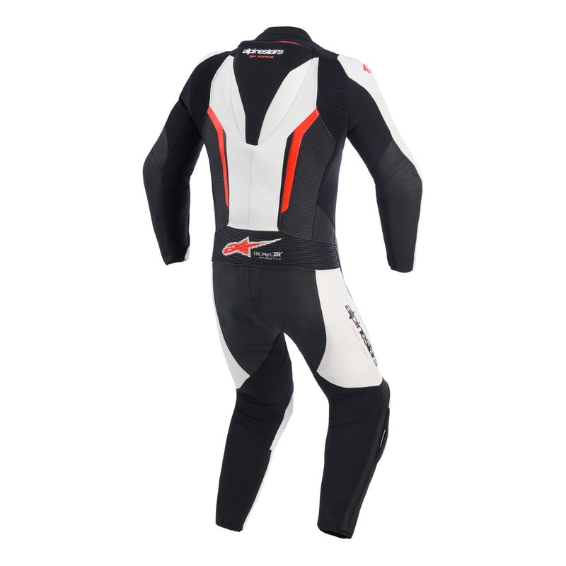 Combinaison de moto Alpinestars GP FORCE V2 une pièce blanche-noire-rouge fluo