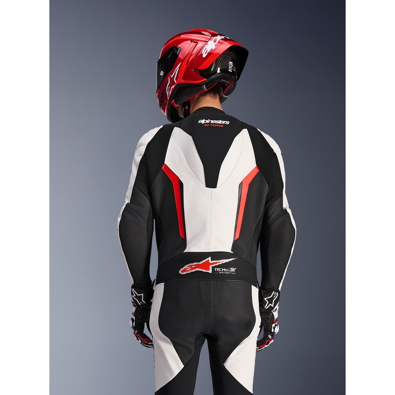 Combinaison de moto Alpinestars GP FORCE V2 une pièce blanche-noire-rouge fluo