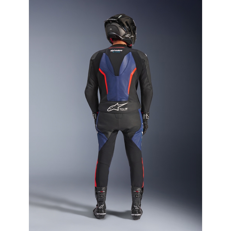 Combinaison moto Alpinestars GP Force V2 deux pièces noir-bleu-rouge fluo
