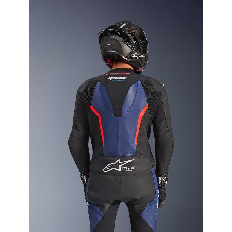 Combinaison moto Alpinestars GP Force V2 deux pièces noir-bleu-rouge fluo