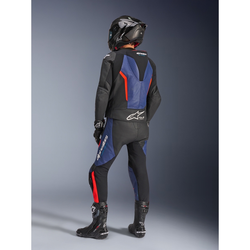 Combinaison moto Alpinestars GP Force V2 deux pièces noir-bleu-rouge fluo